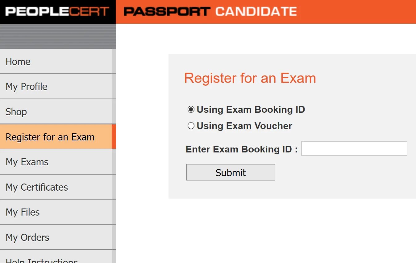 Exam Voucher create file. Entering exams