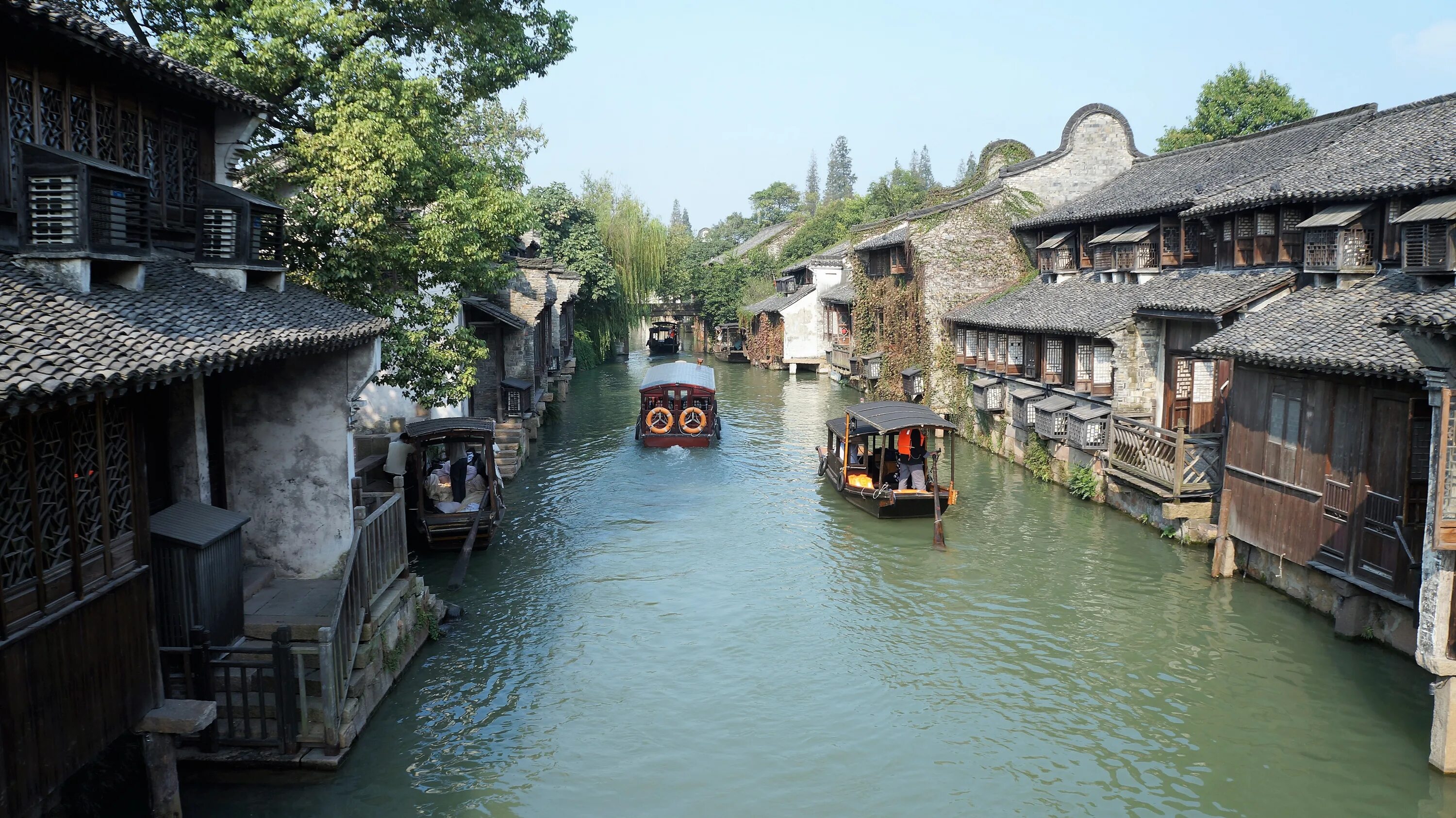 Water village. Учжэнь Китай. Цзясин город. Учжэнь, Чжэцзян. Китайская Венеция Чжуцзяцзяо.