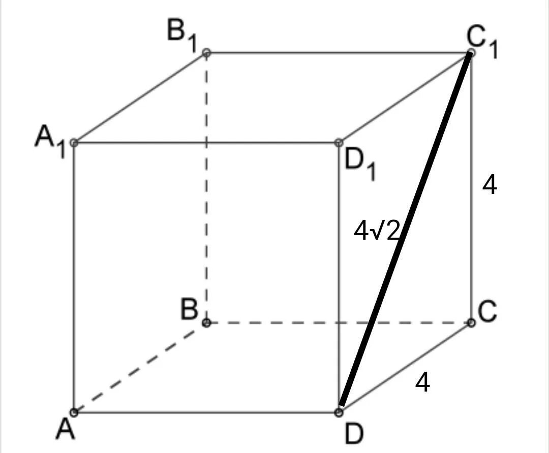 Диагональ куба с ребром 2 равна