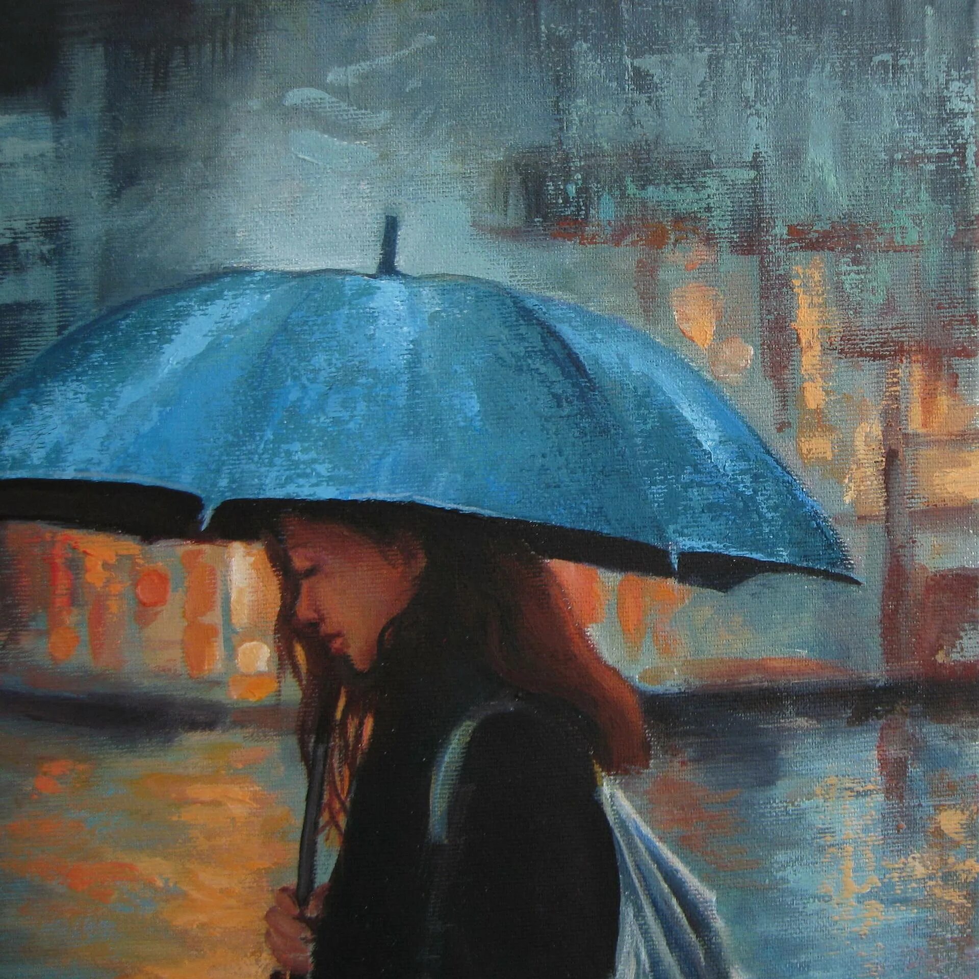 Женщина дождя картина. Дождь в живописи. Женщина под дождем живопись. Картина под дождем.