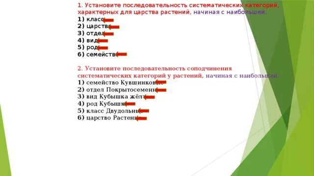 Систематических категорий, характерных для царства растений. Систематических категорий характерных для царства. Установите последовательность соподчинения. Таксономические категории характерные для царства растений.