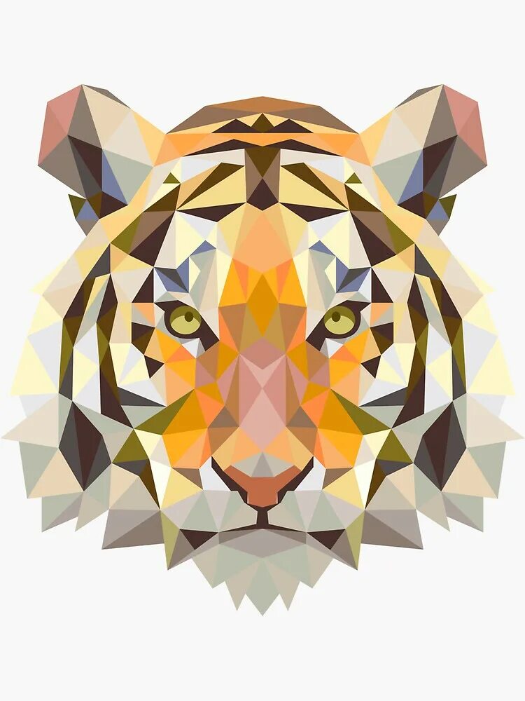 Полигональный тигр. Геометрические животные. Животные в геометрическом стиле. Животные геометрическими фигурами.