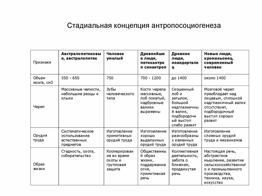 Основные этапы антропогенеза таблица предшественники человека. Этапы антропогенеза таблица австралопитек. Основные стадии антропогенеза таблица австралопитек. Таблица по биологии стадии антропогенеза. Черты усложнения организации