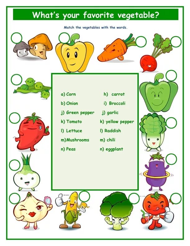 Vegetables exercises