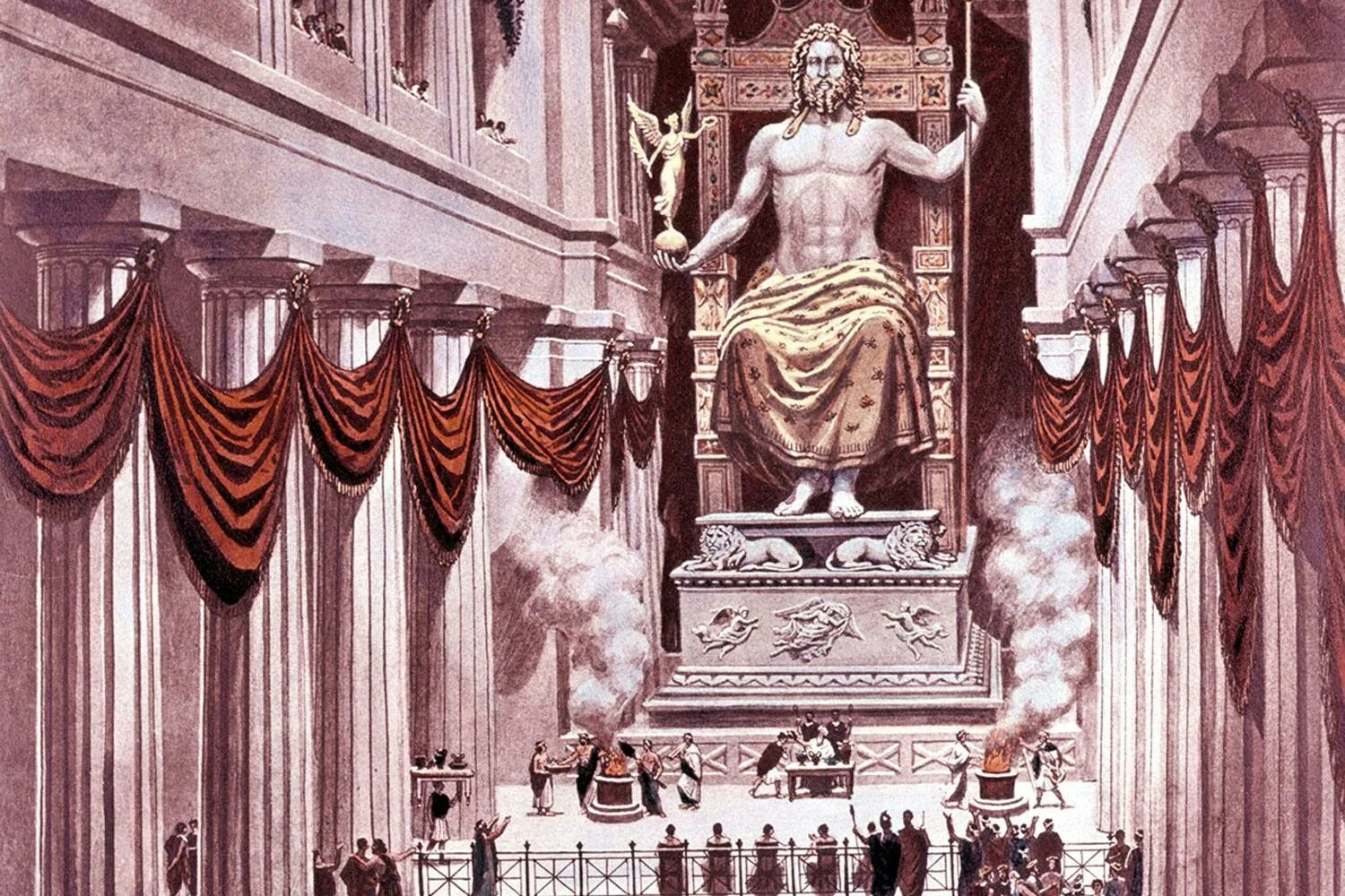 Статуя Зевса (Олимп, Греция).. Статуя Зевса в Олимпии (Олимпия, 435 г. до н. э.),. 3 Чудо света статуя Зевса в Олимпии. Олимпия статуя Зевса.