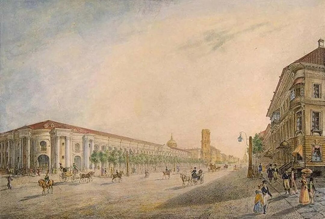 Канал 19 век. Гостиный двор Санкт-Петербург 19 век.