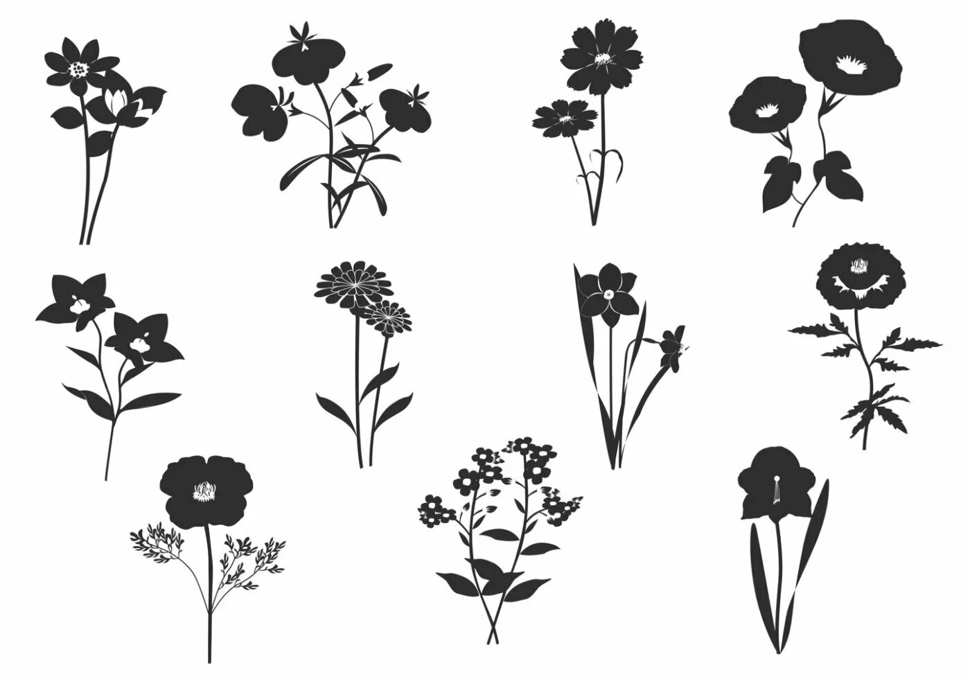 Как называется черный рисунок. Силуэты цветов. Цветок силуэт. Векторные изображения цветы. Стилизованный цветок.