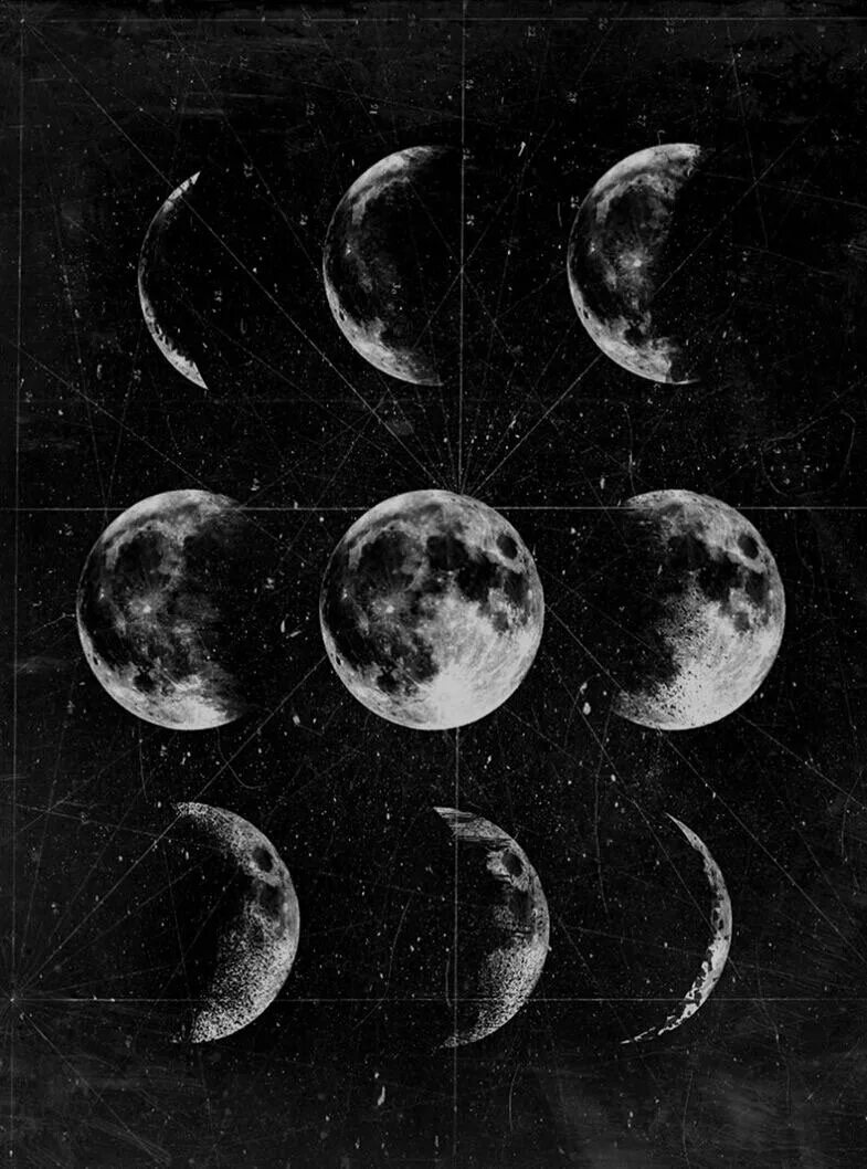 Рисунок луны в космосе. Фазы Луны Эстетика. Космос черно белый. Эстетика чёрного и белого. Луна Эстетика.