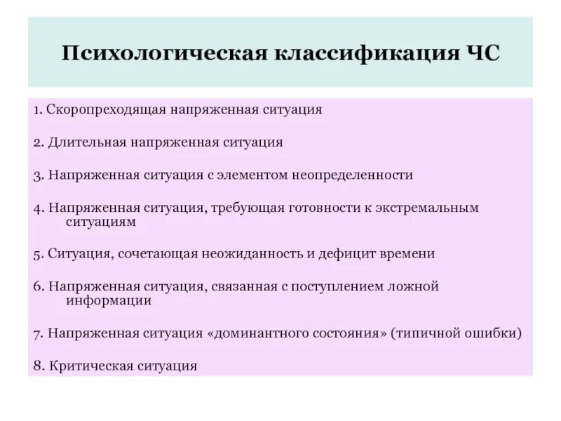 Психологические аспекты ЧС. Психология поведения человека в ЧС. Психология поведения человека в чрезвычайных ситуациях. Психологическая классификация.