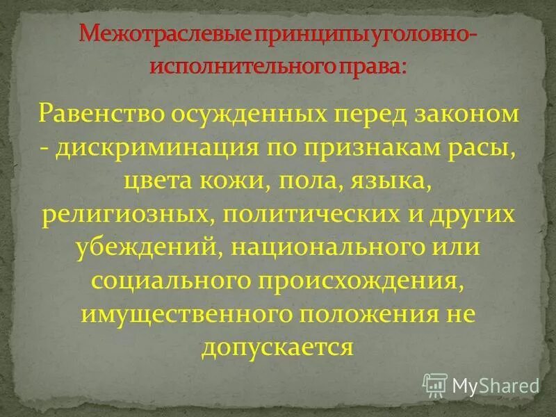 Уголовное право самостоятельная отрасль. Принцип равенства осужденных перед законом. Принцип равенства осужденных перед законом в уик.