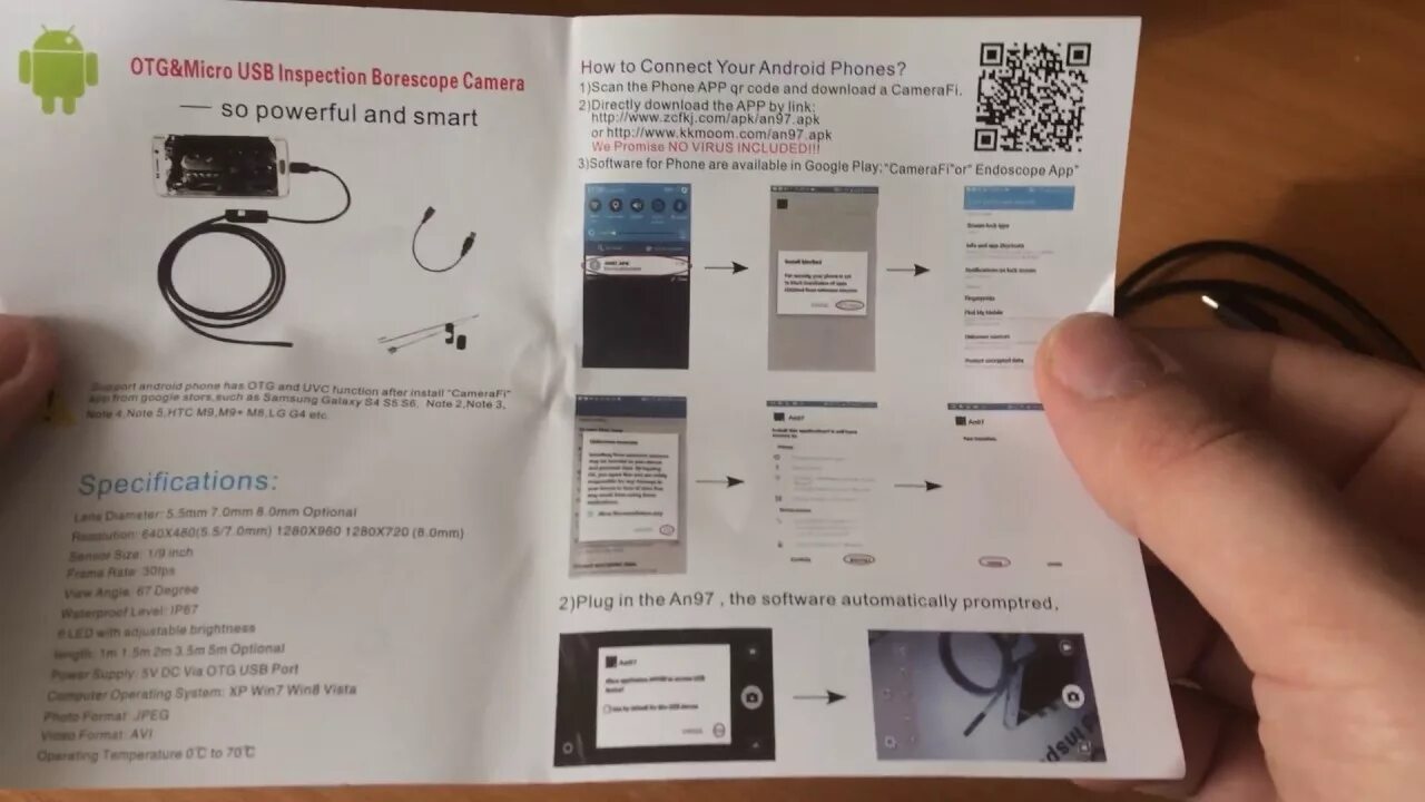 Андроид эндоскоп для телефона - распаковка android endoscope - YouTube