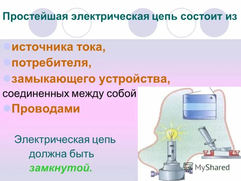 Электрические цепи презентация 8 класс. Электрическая цепь и ее составные. Составные части электрической цепи. Физика электрическая цепь и ее составные. Электрические составные части.