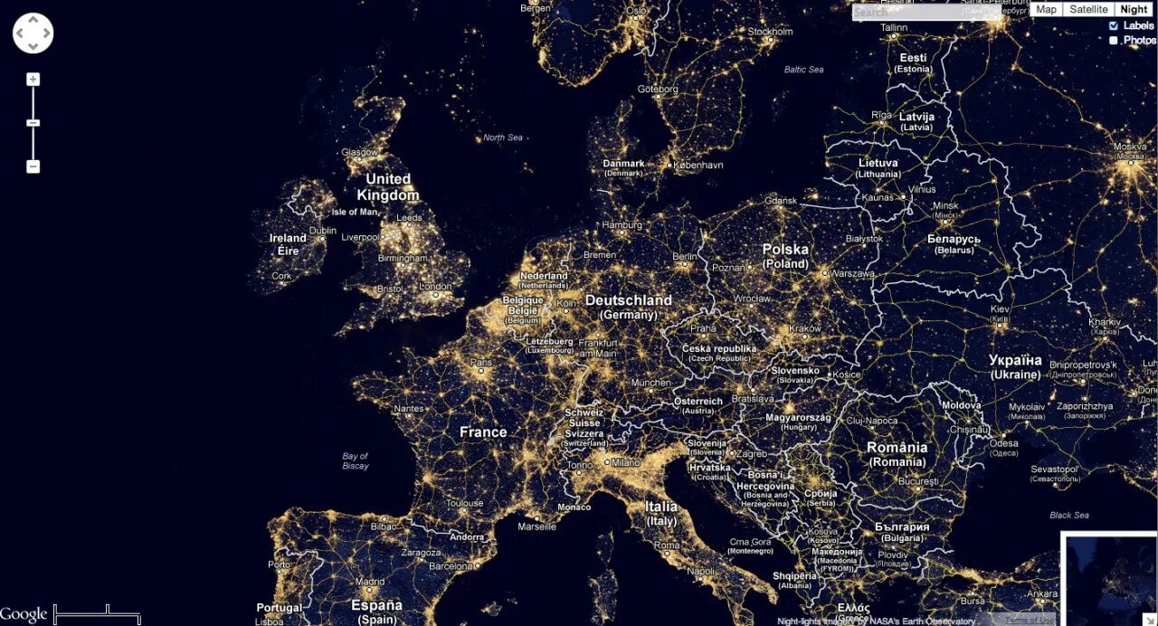 Города света карта. Ночная карта. Ночная спутниковая карта.