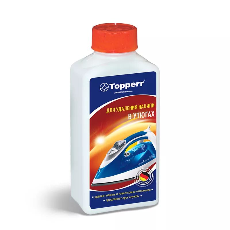 Купить средство для удаления накипи. Topperr 3003. Жидкость Topperr для очистки от накипи утюгов 250 мл. Очиститель накипи для утюгов VG-602. Topperr 3003 (250 мл).