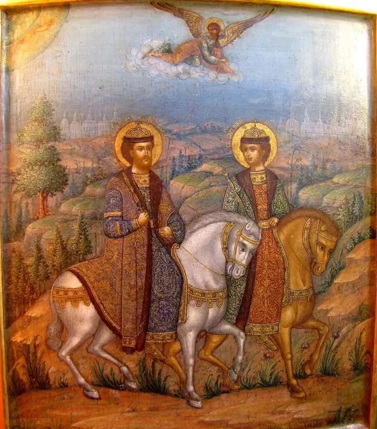 Мучеников благоверных князей бориса и глеба. Благоверные княже борис глеб. Икона борис и глеб на конях. Икона благоверных князей бориса и глеба. Два первых святых.