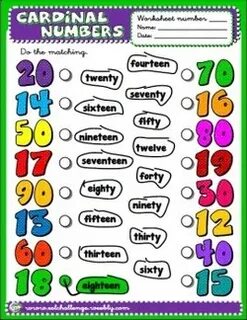 Match the cardinal numbers to the
