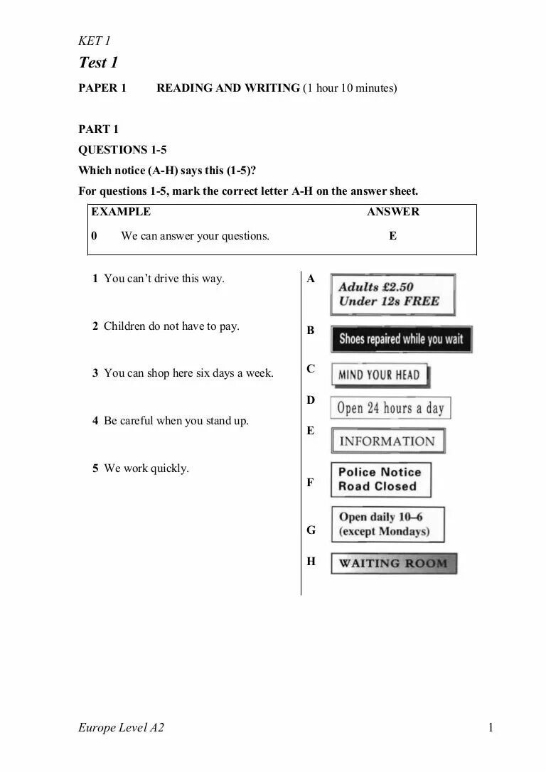 Test 1 pdf. Key English Test reading and writing Sample Test ответы. Test 1 reading and writing a2 ответы. Pet Test 1 reading ответы. Ket Test ответы reading and writing.