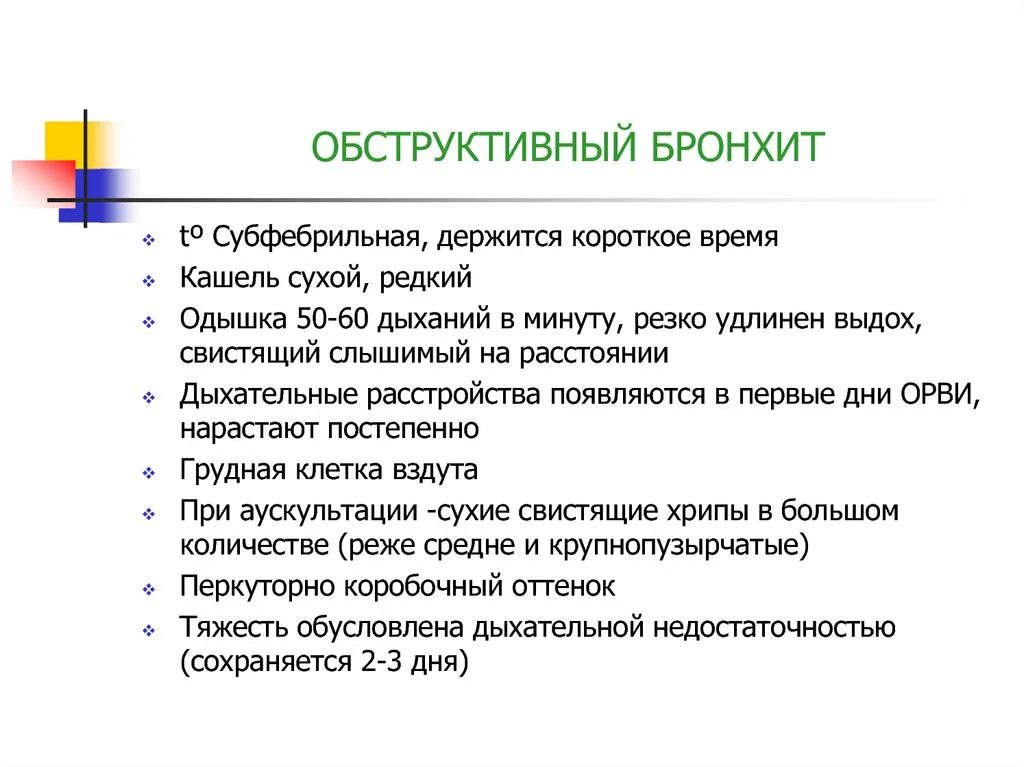 Обструктивный бронхит одышка. Обструктивный бронхит аускультативно. Обструктивный бронхит аускультация. Бронхит аускультативная картина.