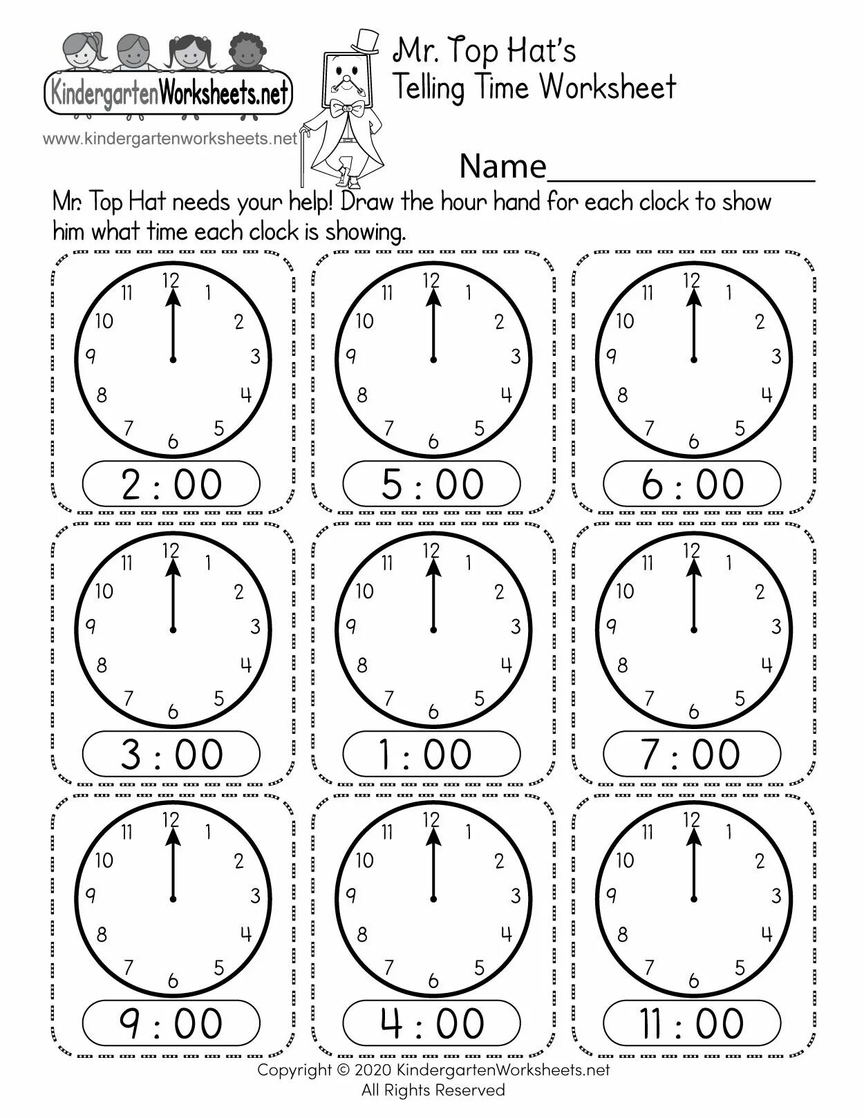 Telling the time worksheet