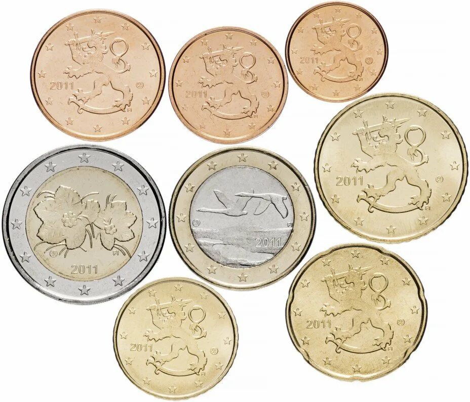 Купить евро в санкт петербурге по выгодному. Монеты евро Финляндии. Финские евро монеты. Набор монет (Финляндия, 2007 год). Набор монет (Финляндия, 2000 год).