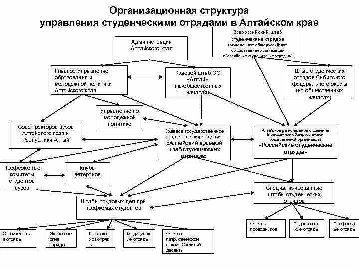 Руководящие органы общественной организации. Структура студенческих отрядов. Линейная структура управления студенческих отрядов. Организационная структура Алтайского края. Структура органов управления Алтайского края.