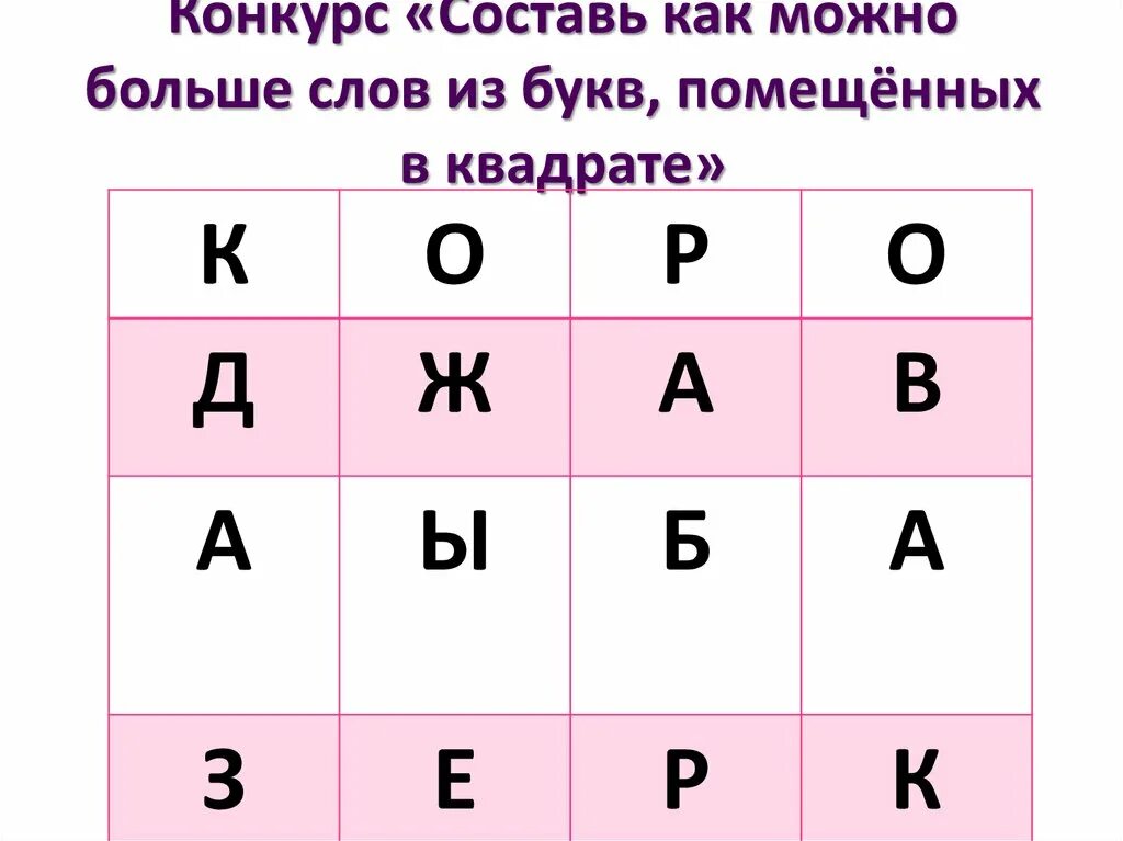 Собрать слова отгадать. Составь как можно больше слов из букв. Квадрат из букв для составления слов. Буквы в квадратиках Составь слово. Конкурс с составлением слов из букв.