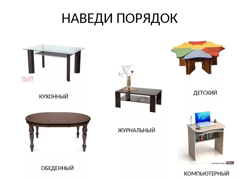 Виды столов названия
