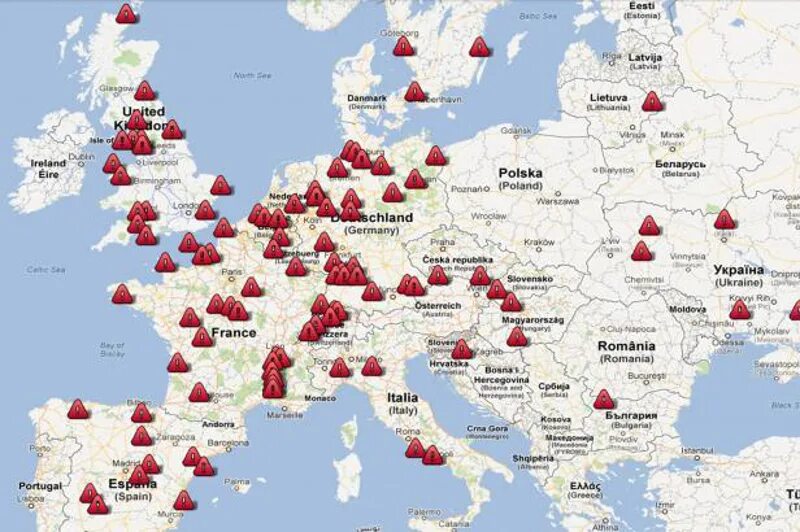 Карта действующих аэс. АЭС В Европе на карте. Атомные станции в Европе на карте. Ядерные электростанции в Европе на карте. АЭС В Европе на карте действующие.