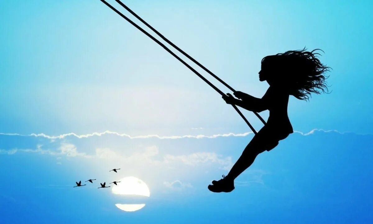 Душа улетает в небо. Девочка на качелях. Проверка на смелость чубарова иллюстрации. Мотивация. Бесстрашие картинки.