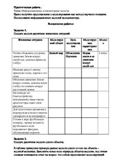 Создать модели различных жизненных ситуаций