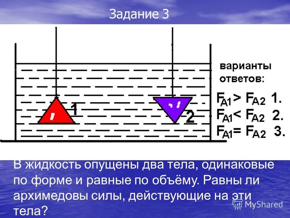 Задачи на плавание тел 7 класс