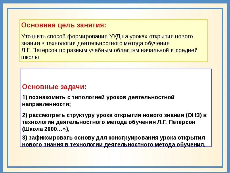 Структура урока по петерсону. Структура урока ОНЗ. Структура урока Петерсон. Образовательная задача этапа урока ОНЗ. Открытие нового знания задача этапа