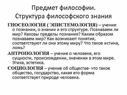 Предмет философского знания и познания