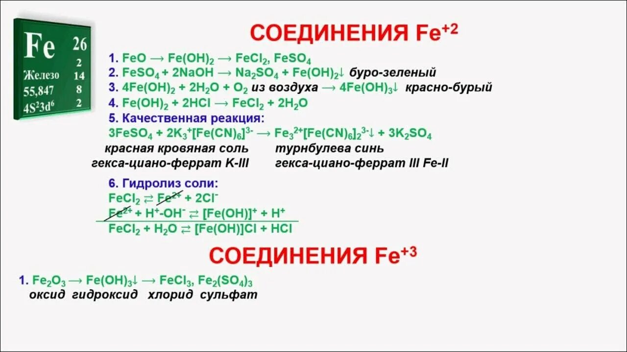 Ca oh 2 feso4 3. Соединения трехвалентного железа. Трехвалентное железо и его соединения. Железо 2 и трехвалентное. Химические свойства железа и его соединений.