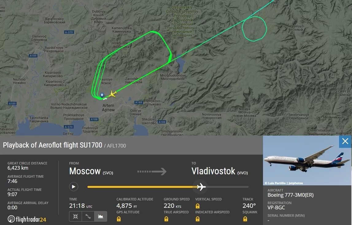 Какой самолет летит владивосток москва