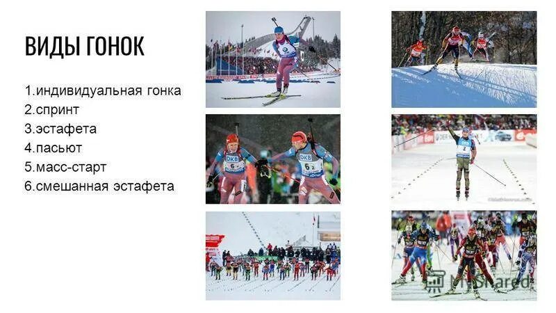 Виды гонок в биатлоне