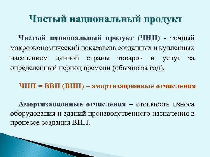 Показатели чистого национального продукта