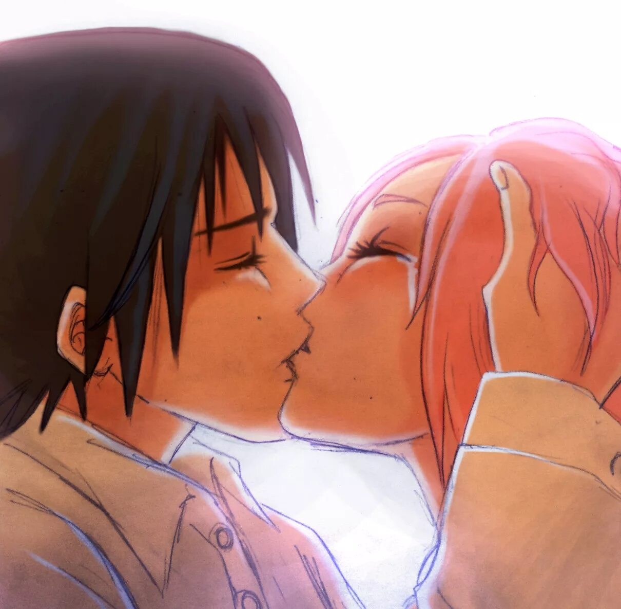 Поцелуй сакуры. Саске и Сакура. Саске и Сакура поцелуй. Sasuke x Sakura Kiss.