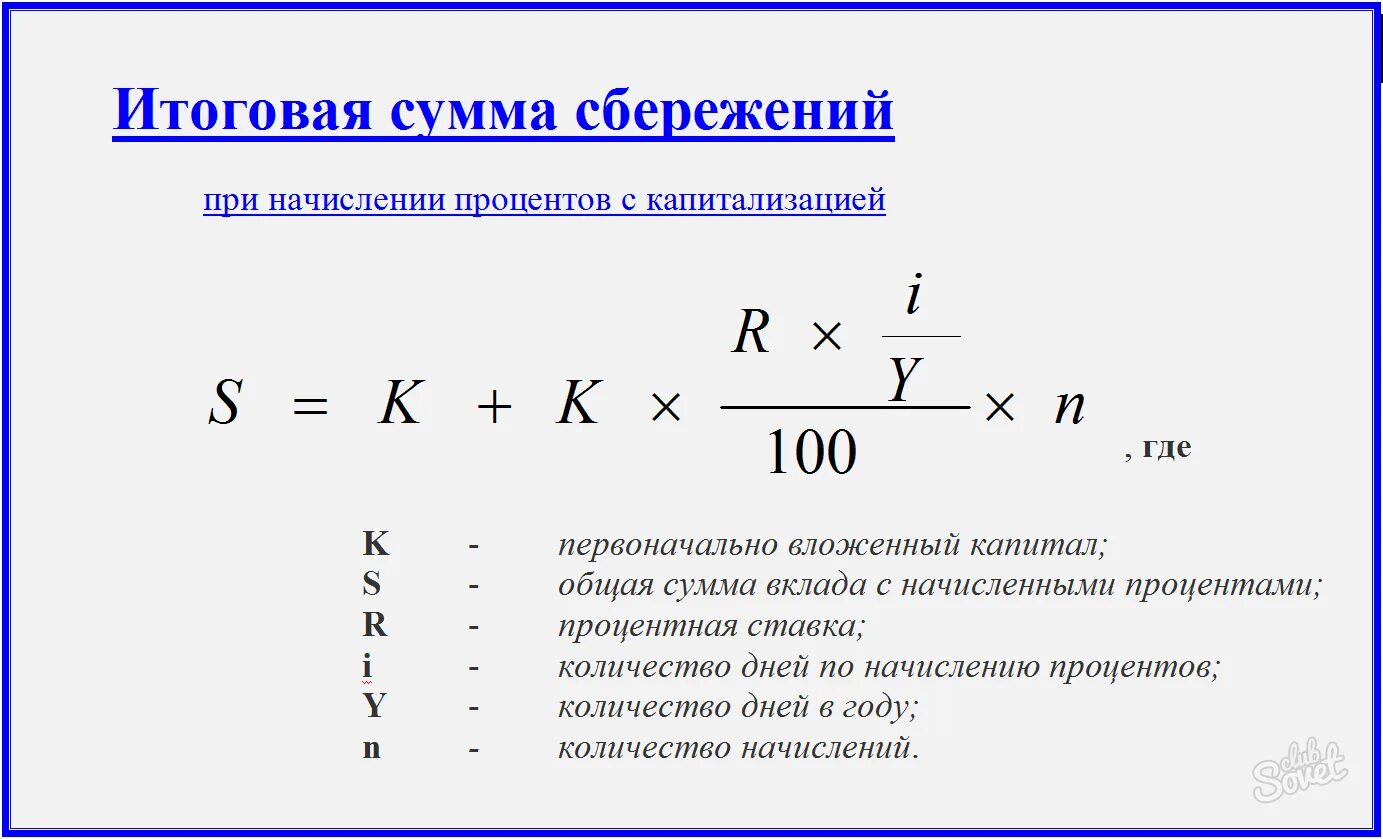 Как рассчитать проценты за пользование денежными средствами. Как посчитать проценты по вкладу формула. Формула расчета капитализации процентов по вкладу. Формула расчета годовых процентов по вкладу. Формула расчёта процентов по вкладу формула.