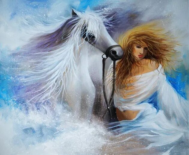 Год лошади девы. Картина девушка на лошади. Дева лошадь.