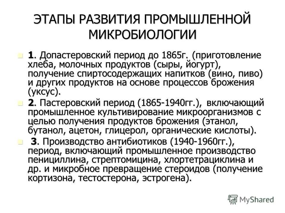 этапы развития микробиологии кратко