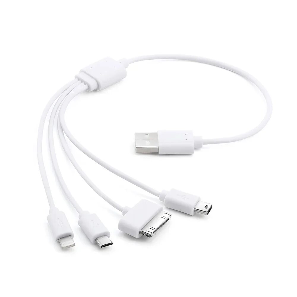 Питание кабель белый 3,5 USB ,04м для зарядки. Универсальный кабель зарядки 4 в 1. Кабель USB 10 В 1 (MICROUSB/MINIUSB/30pin/LG Chocolate/Sam-g/sonyer-n/DC3.5/dc40 Nokia)rexant18-1196. USB кабель 4в1 *Light.