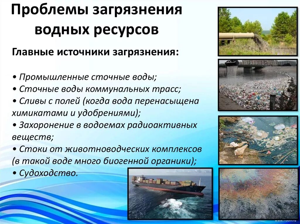 Экологические особенности воды. Экологические проблемы водных ресурсов. Основные источники загрязнения водных ресурсов. Водные ресурсы экологические проблемы. Основные загрязнители воды.