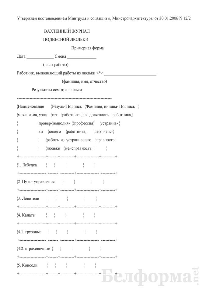 Журнал осмотра люльки автовышки. Журнал осмотра люльки подъемника. Вахтенный журнал подвесной люльки. Журнал осмотра подвесных люлек.