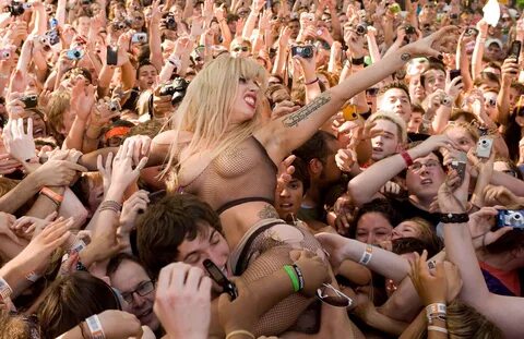 Lady Gaga stage dive at Lollapalooza 2010.