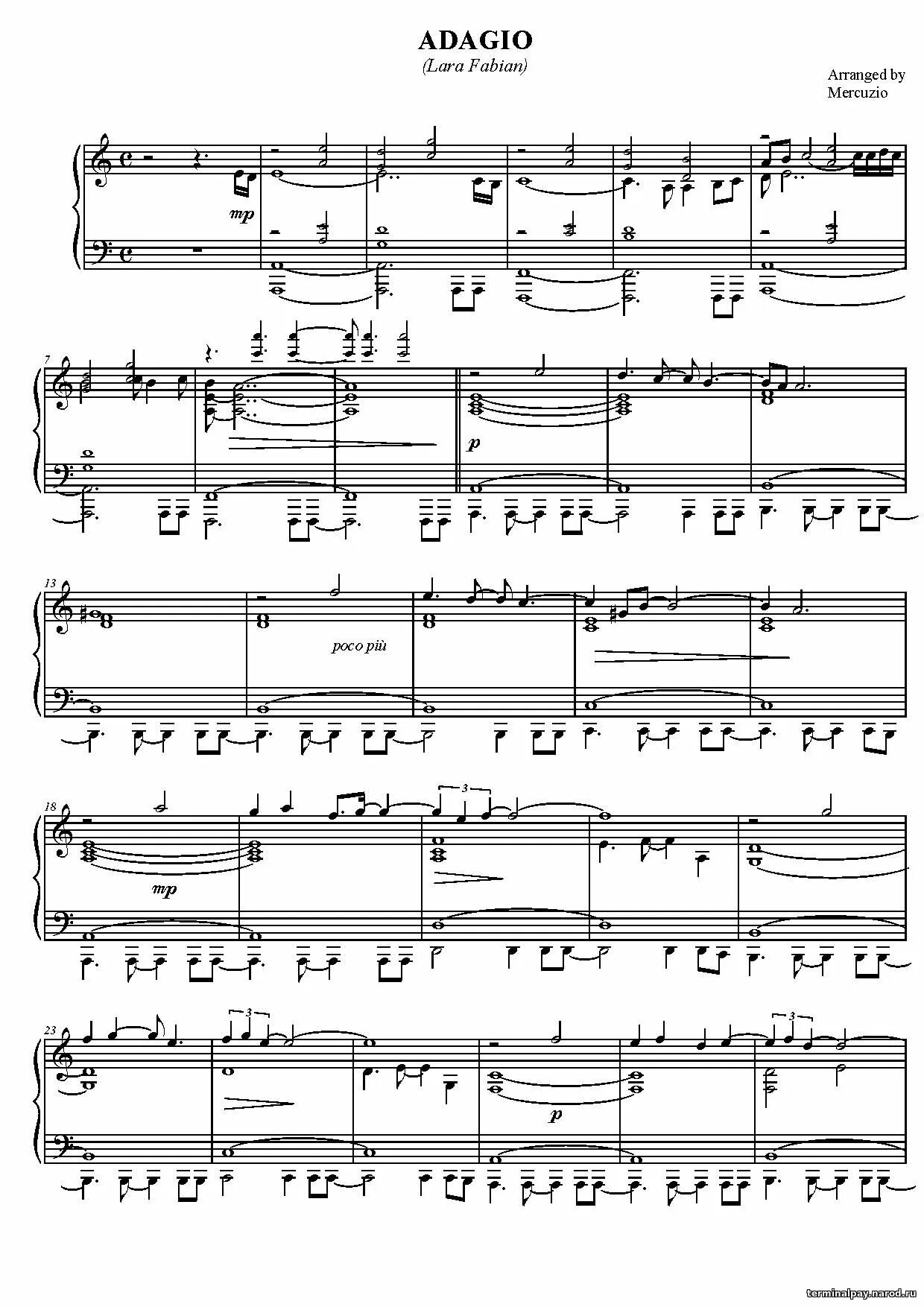 Фабиан ноты. Адажио ноты для фортепиано фабиан. lara fabian ноты для фортепиано.