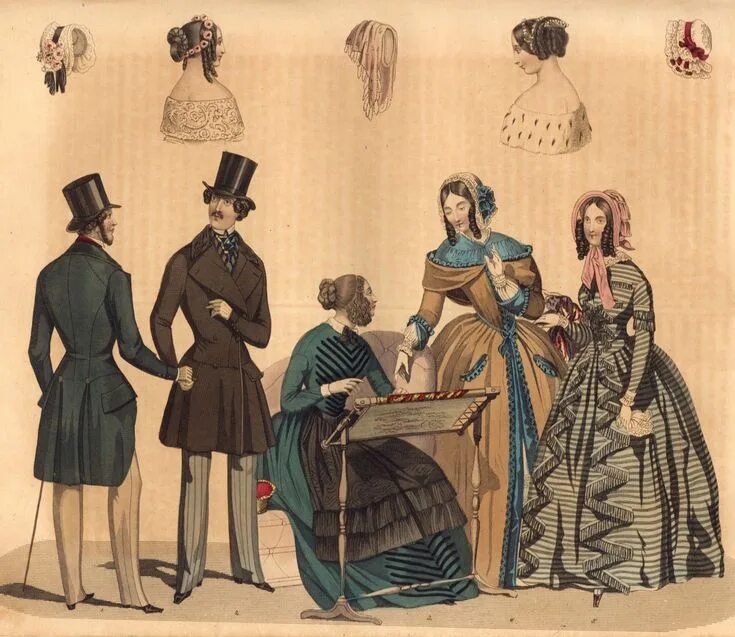 1845 век. Викторианская мода. мода 1845. викторианская мода арт. одежда 1845 годов.