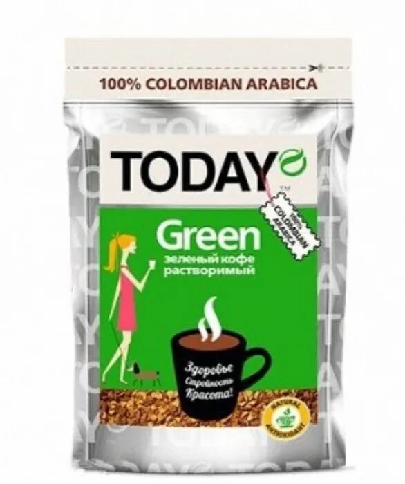 Растворимый кофе сколько стоит. Today Pure Arabica 75г пак. Зеленый кофе растворимый. Зеленый кофе today. Кофе Тудей зеленый.