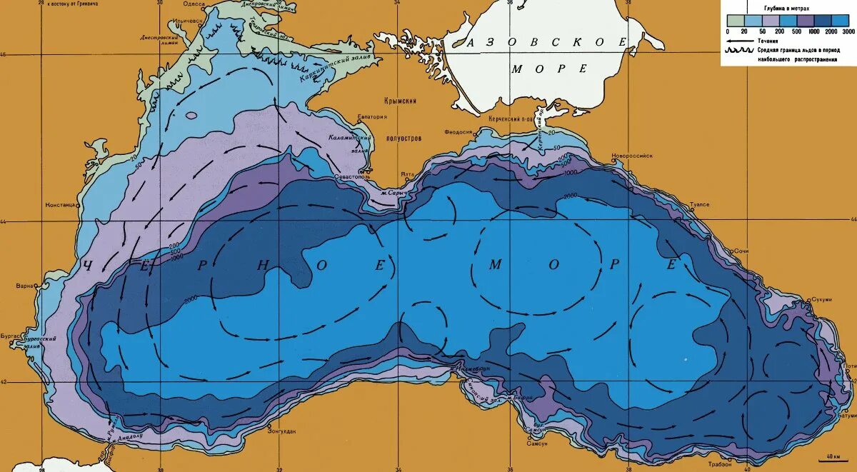 Чёрное море глубина рельеф дна. Карта глубин черного моря у Крыма. Глубина дна черного моря карта. Карта дна черного моря с рельефом. Направление течения рыбы определяют