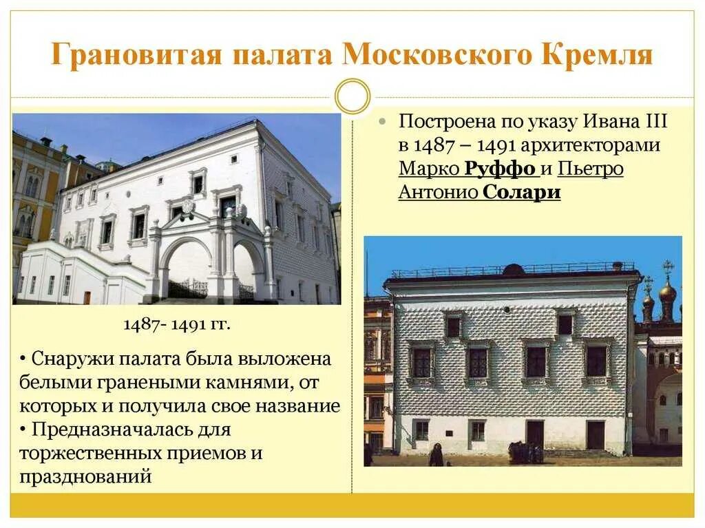Грановитая палата московского кремля архитектор. Грановитая палата марко руффо и пьетро антонио солари. грановитая палата марко фрязин руффо и солари. марко руффо и пьетро антонио солари. грановитая палата. 1487 -1491 гг.. пьетро антонио солари архитектор грановитая палата.